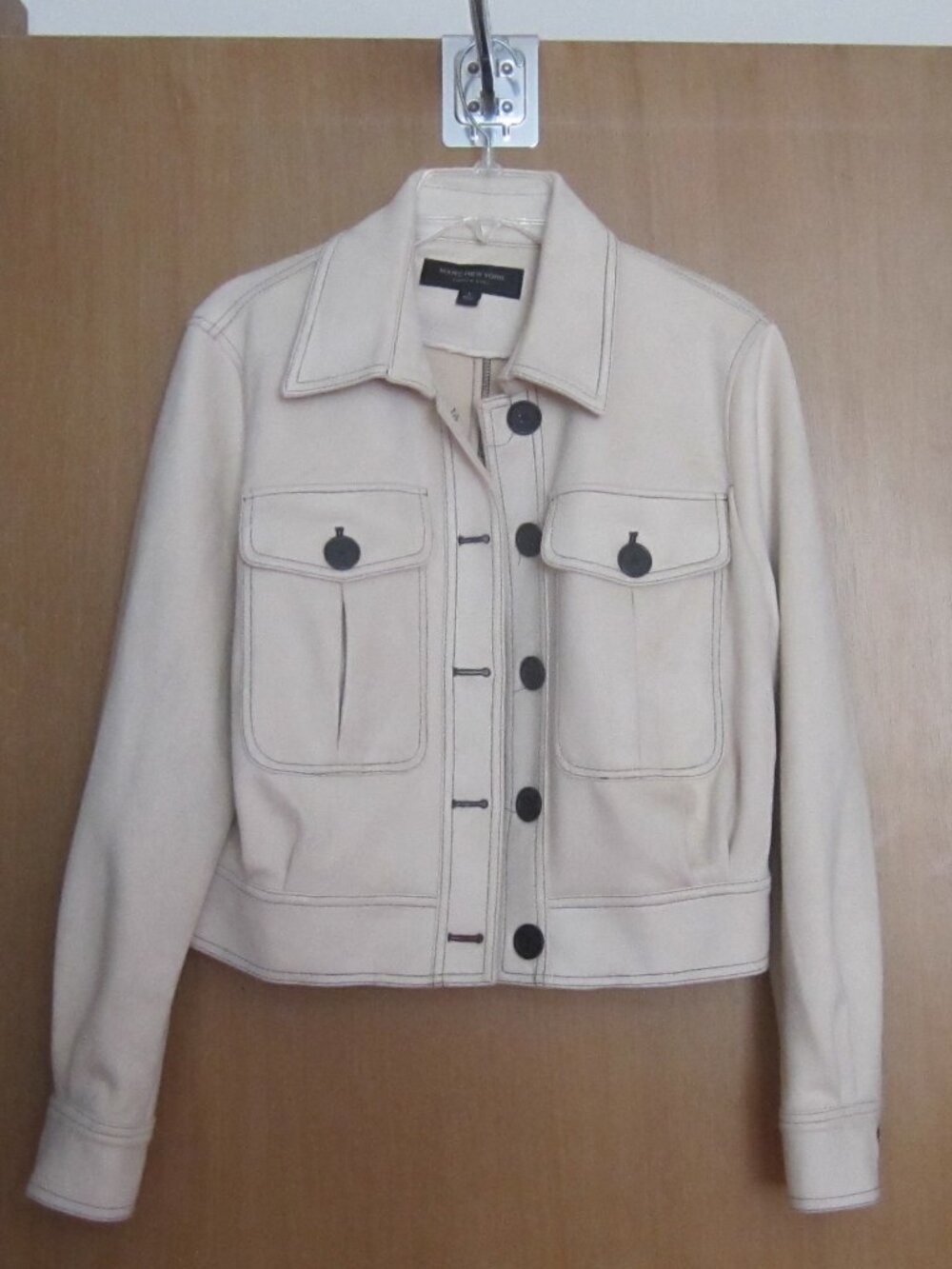 Marc New York Faux Suede Jacket Women’s Large Cream/Latte/Beige Button Front